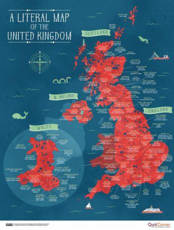 Doslovna karta Velike Britanije - Ujedinjeno Kraljevstvo - Quick Quid