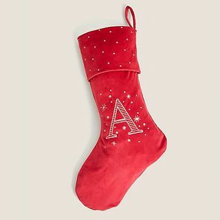 Crvena baršunasta abecedna čarapa