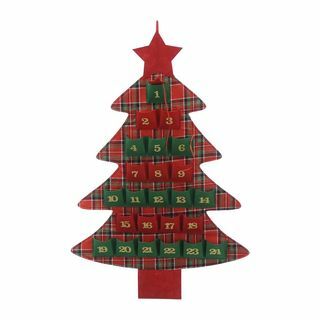 Adventski kalendar Tartan Tree - crveni