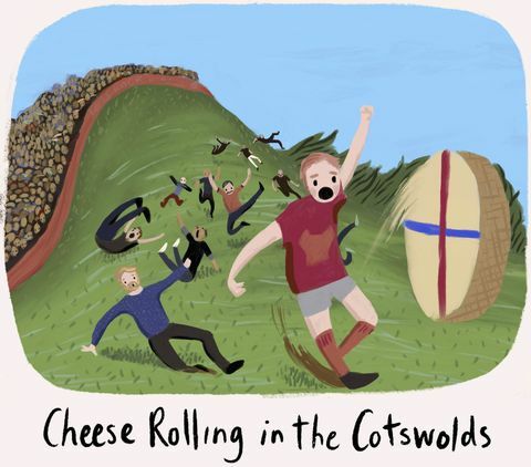 Rotacija sira Cotswolds - najčudnija britanska tradicija - kućice s likovima