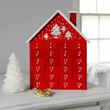 Adventski kalendar drvene kuće - crveni
