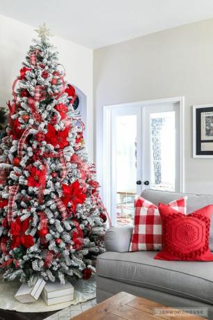 crvene bijele ukrase za božićno drvce 