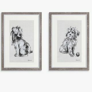 Gracie Tapner - Doggy uokviren ispis i montaža, set od 2 komada, 33 x 23 cm, bijelo-crna